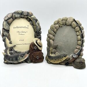 Pair of Fishing Picture Frames Photo Fish Cabin Core Fisherman